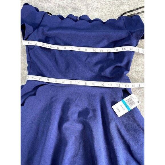 B Darlin A-Line Dress 9 Medium Blue Juniors'‎ Off-The-Shoulder NEW - Picture 6 of 13